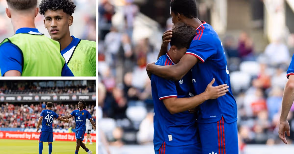 Pemain muda Manchester United merayakan kemenangan telak atas Rosenborg dalam laga pramusim