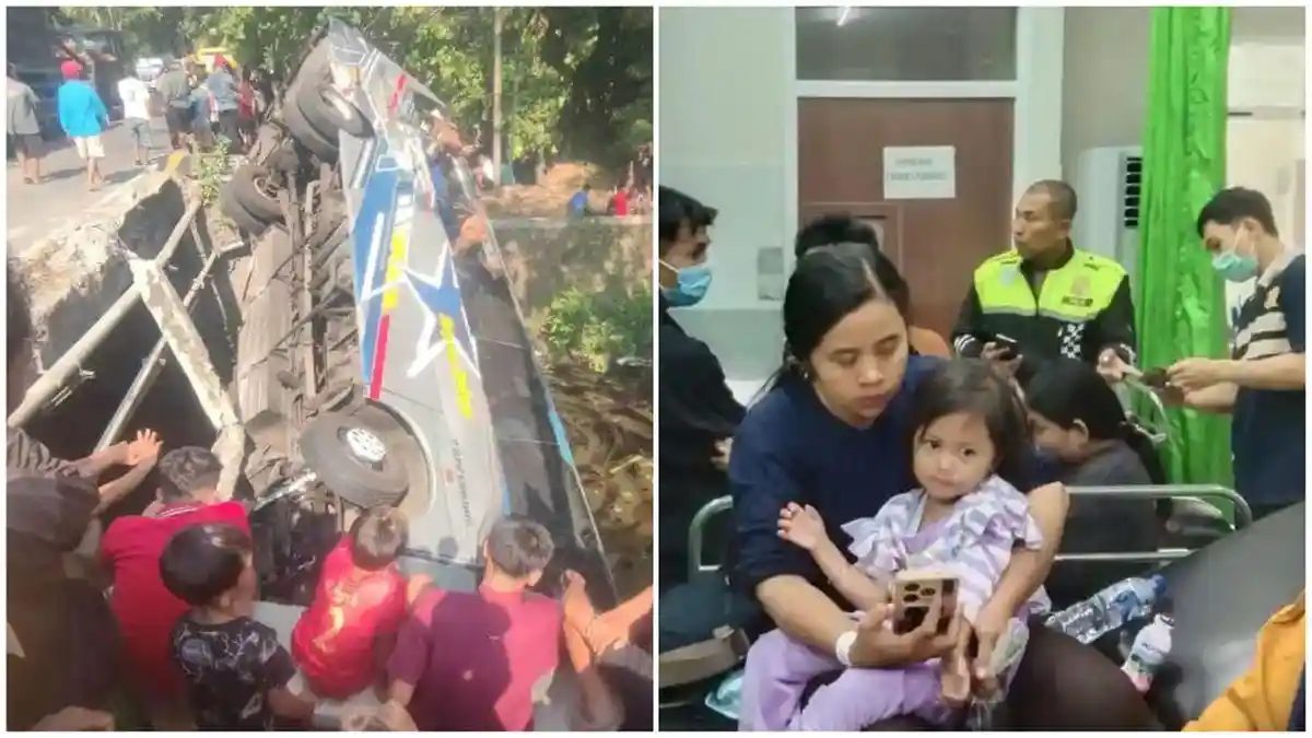 Bus Sugeng Rahayu Tercebur ke Sungai di Nganjuk, 27 Orang Terluka