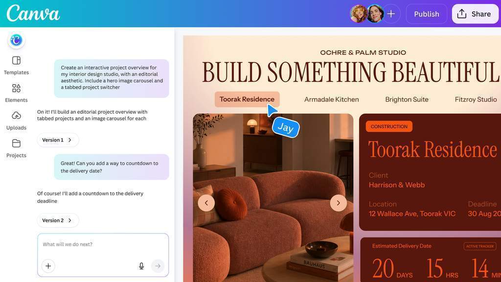 Tampilan fitur Canva Code 2.0 untuk pembuatan desain berbasis AI dan kode