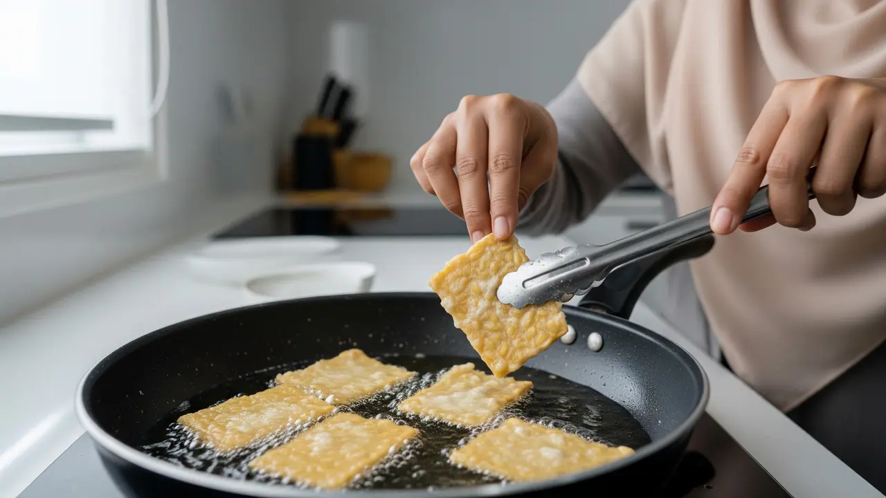 Cara menggoreng tempe krispi agar renyah lebih lama dan tidak enek karena minyak