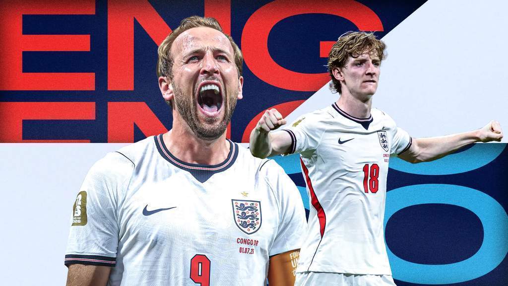 Kapten Inggris Harry Kane merayakan gol kemenangan bersama Anthony Gordon di ajang Piala Dunia