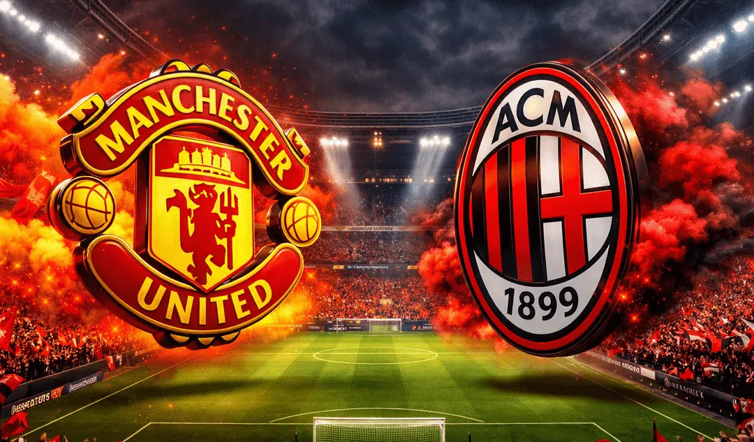 Pemain AC Milan dan Manchester United bertanding di lapangan hijau