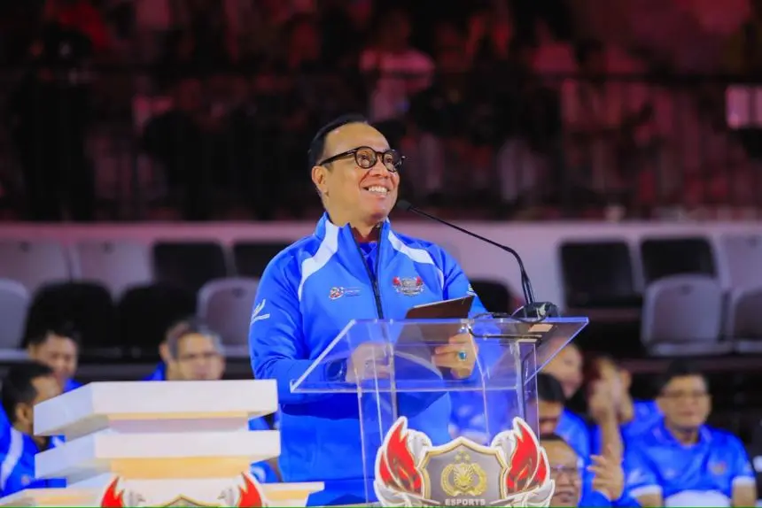 Suasana pembukaan E-Sports Kapolri Cup 2026 di Indonesia Arena Jakarta