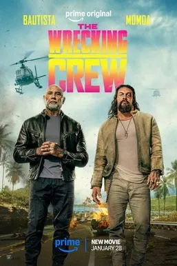 Poster film action comedy The Wrecking Crew dibintangi Dave Bautista dan Jason Momoa