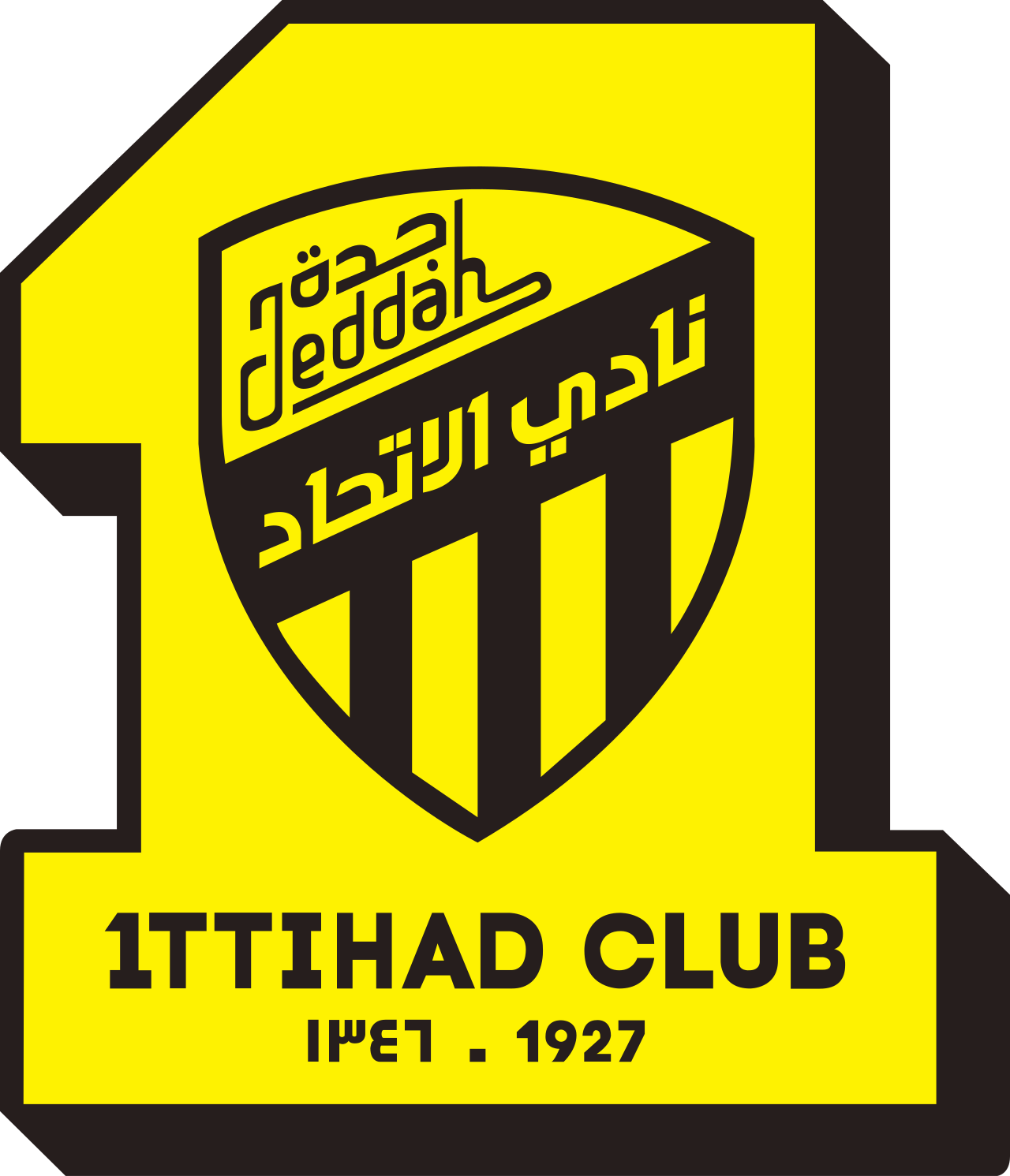 Lambang dan stadion kebanggaan klub sepak bola Al-Ittihad Club di Jeddah