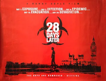 Ilustrasi poster film horor legendaris 28 Days Later garapan sutradara Danny Boyle