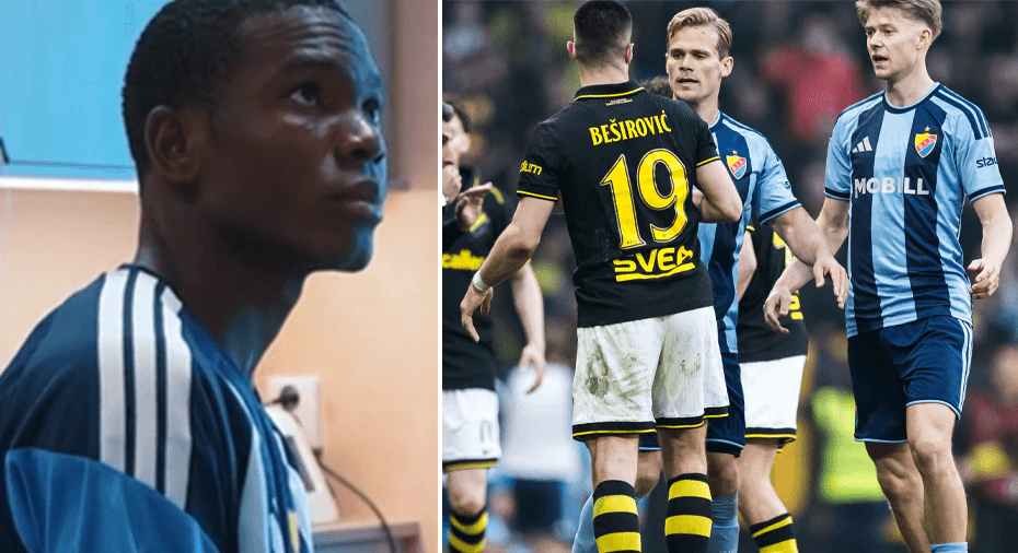 Pemain baru Djurgarden Angelo Agbejoye saat diperkenalkan di Stockholm