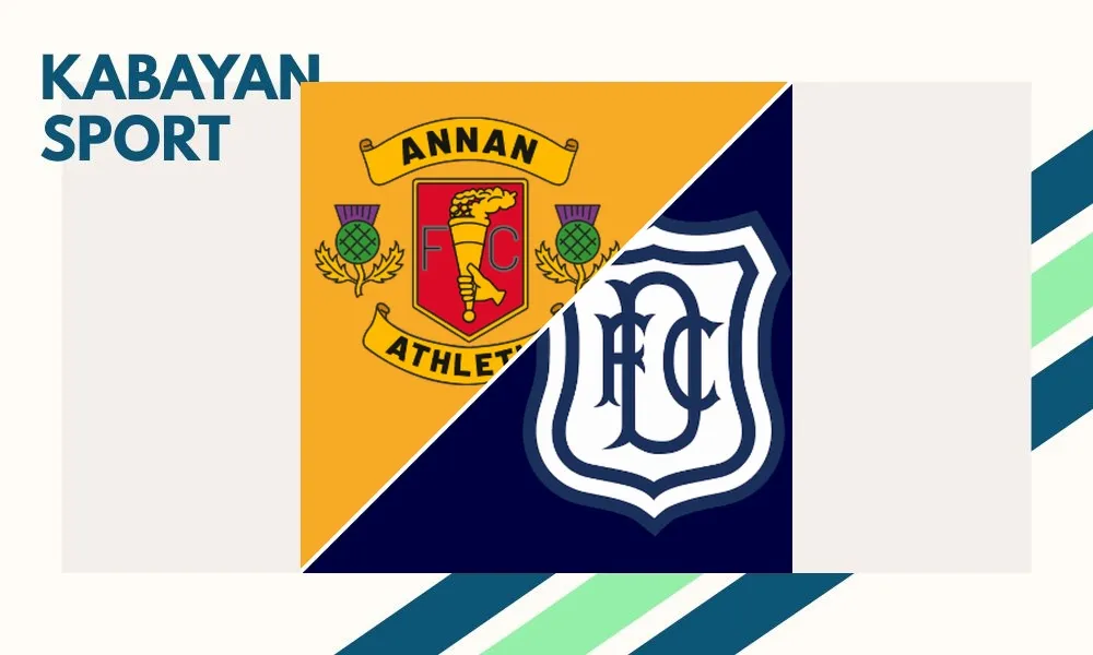 Pemain Dundee merayakan kemenangan telak 5-0 atas Annan Athletic di Stadion Galabank