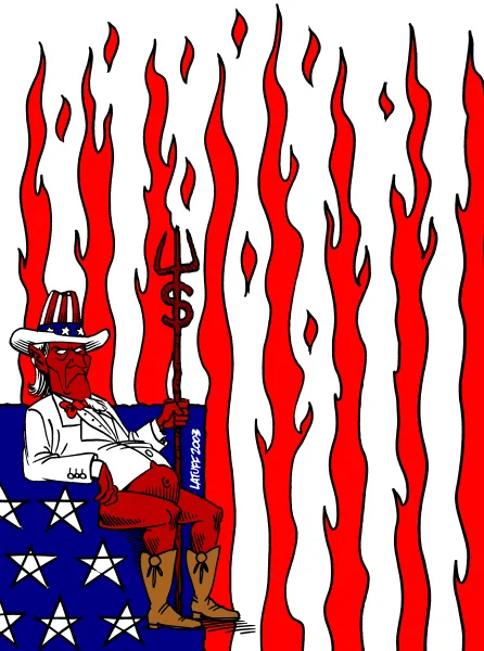 Ilustrasi sejarah hubungan Iran dan Amerika Serikat terkait istilah Great Satan