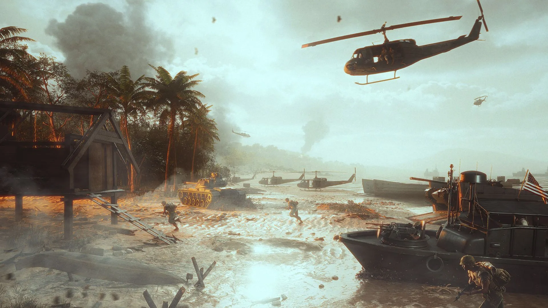 Tangkapan layar game Hell Let Loose Vietnam dengan pertempuran hutan asimetris