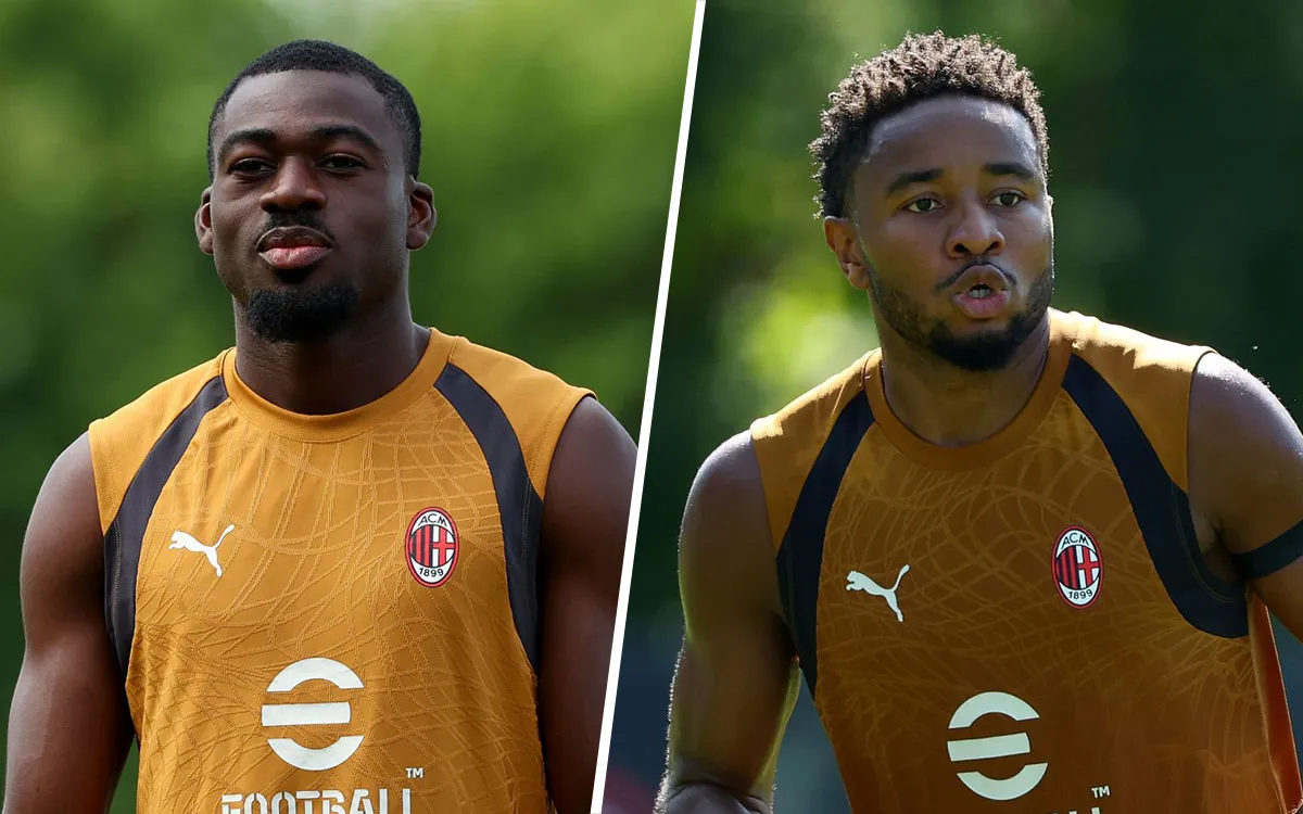 Christopher Nkunku dan Youssouf Fofana dalam balutan jersey AC Milan