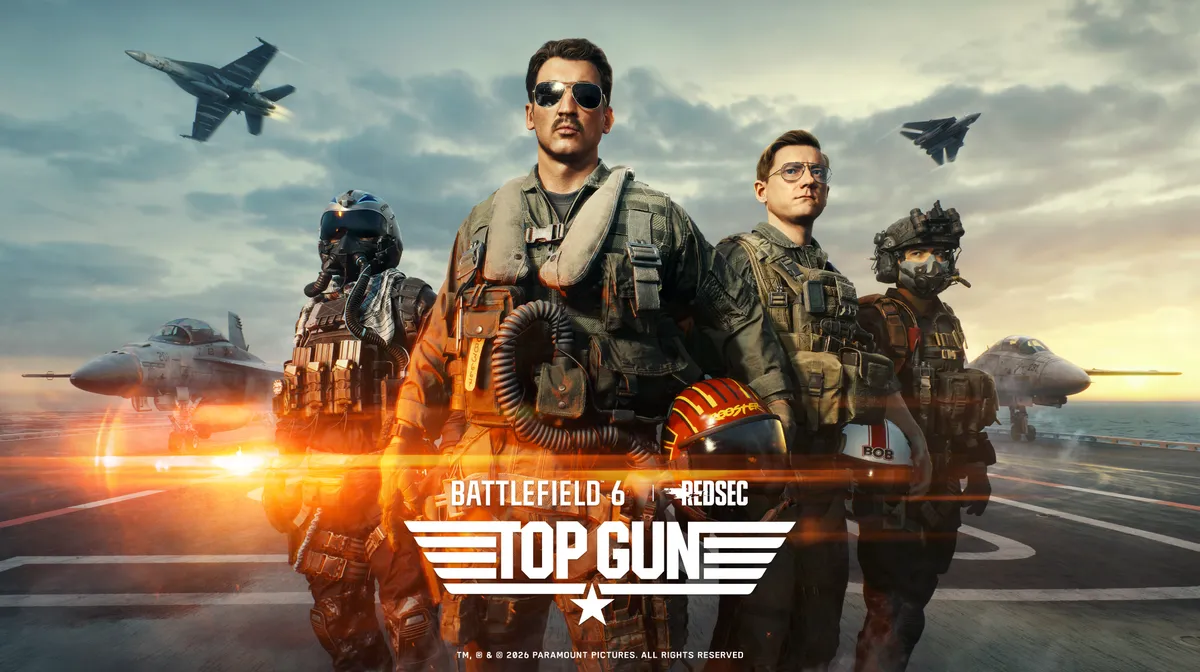 Trailer gameplay kolaborasi Battlefield 6 x Top Gun menampilkan jet tempur baru dan Wake Island