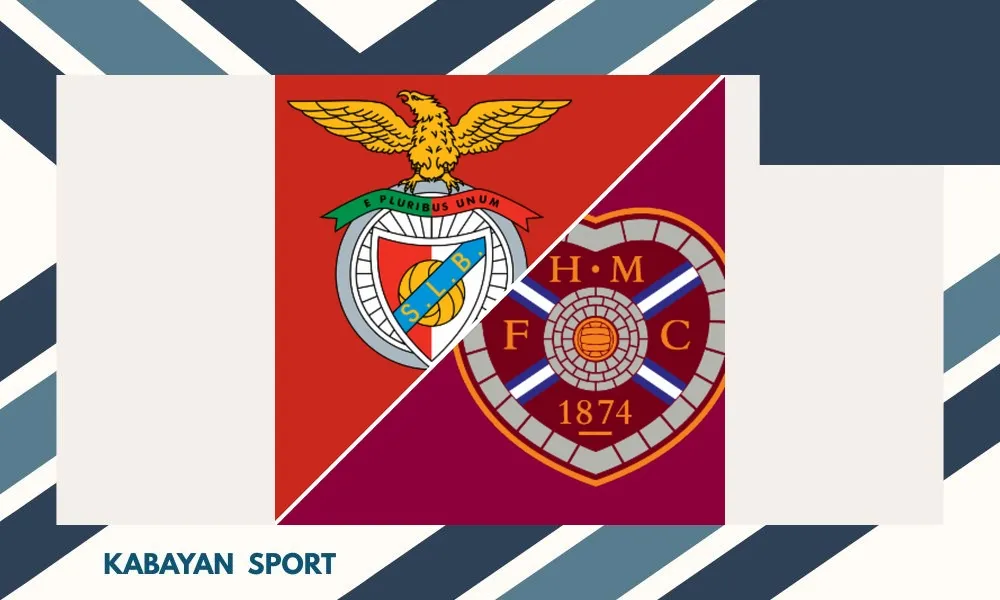 Pemain Benfica merayakan gol dalam pertandingan melawan Heart of Midlothian di Estádio da Luz