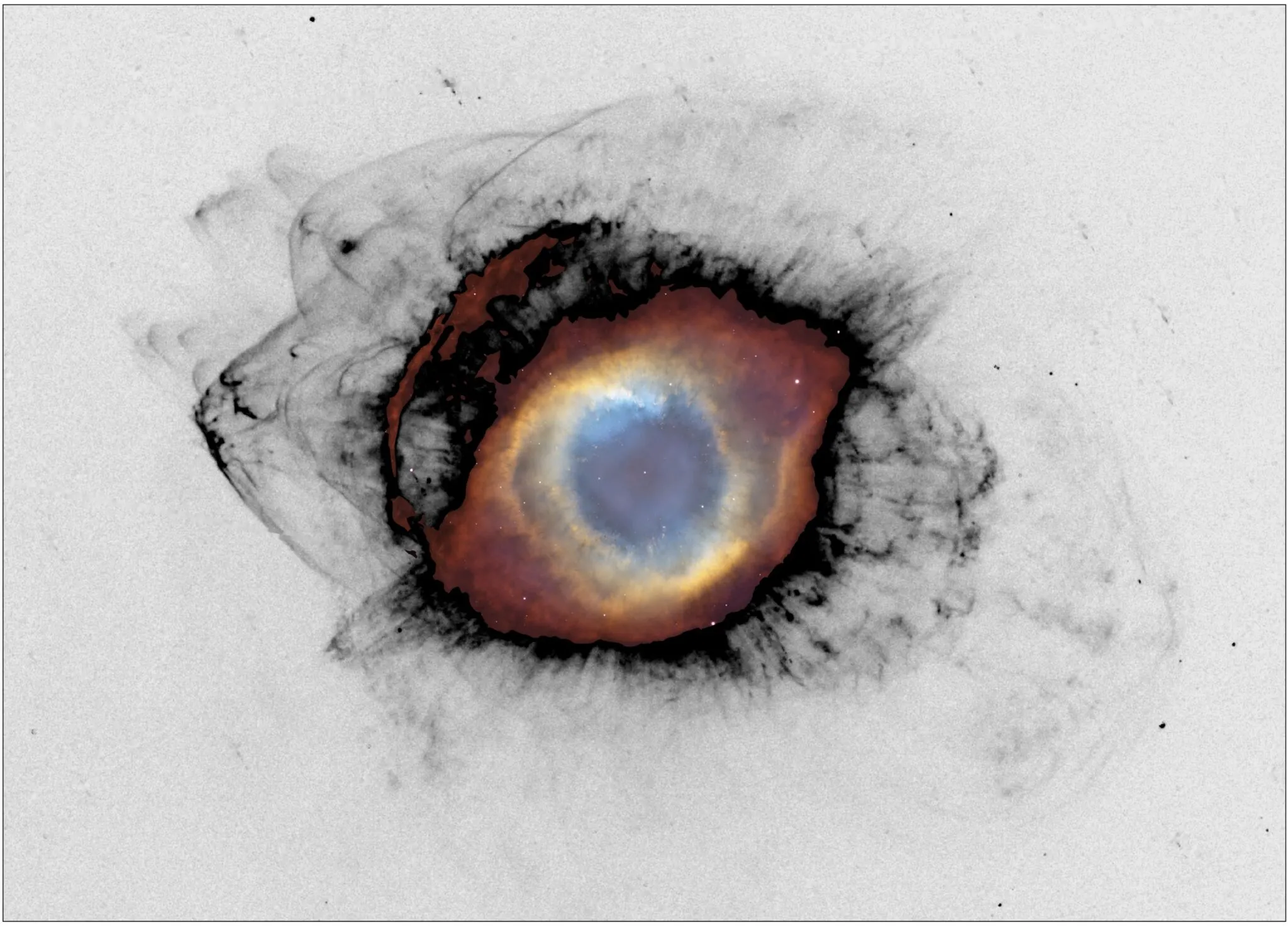 Ilustrasi Helix Nebula dan teleskop MOTHRA dalam mengamati bintang sekarat