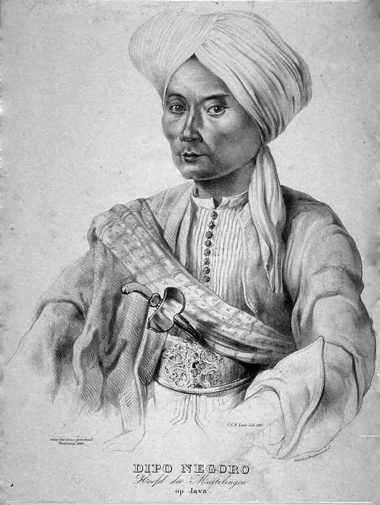 Lukisan Pangeran Diponegoro pemimpin Perang Jawa melawan kolonial Belanda