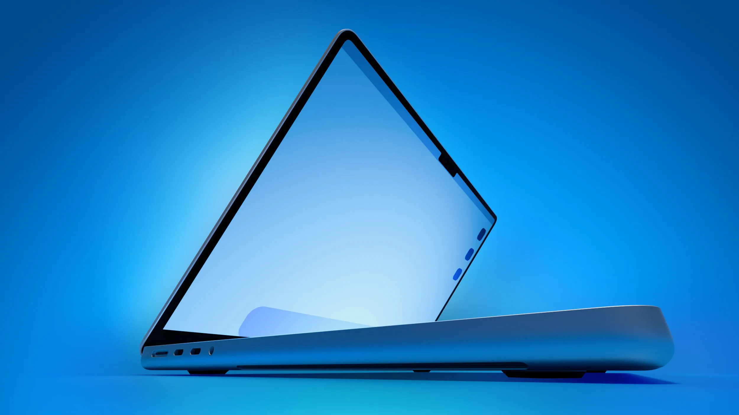 Ilustrasi MacBook Ultra dengan layar OLED dan fitur touchscreen pertama di Mac