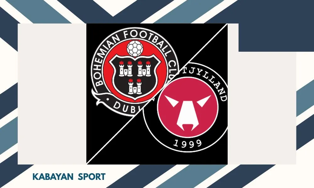 Pemain Midtjylland merayakan kemenangan atas Bohemians di Tallaght Stadium