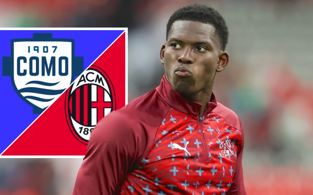 Ilustrasi penyerang Stade Rennais Breel Embolo yang menjadi rebutan AC Milan dan Como