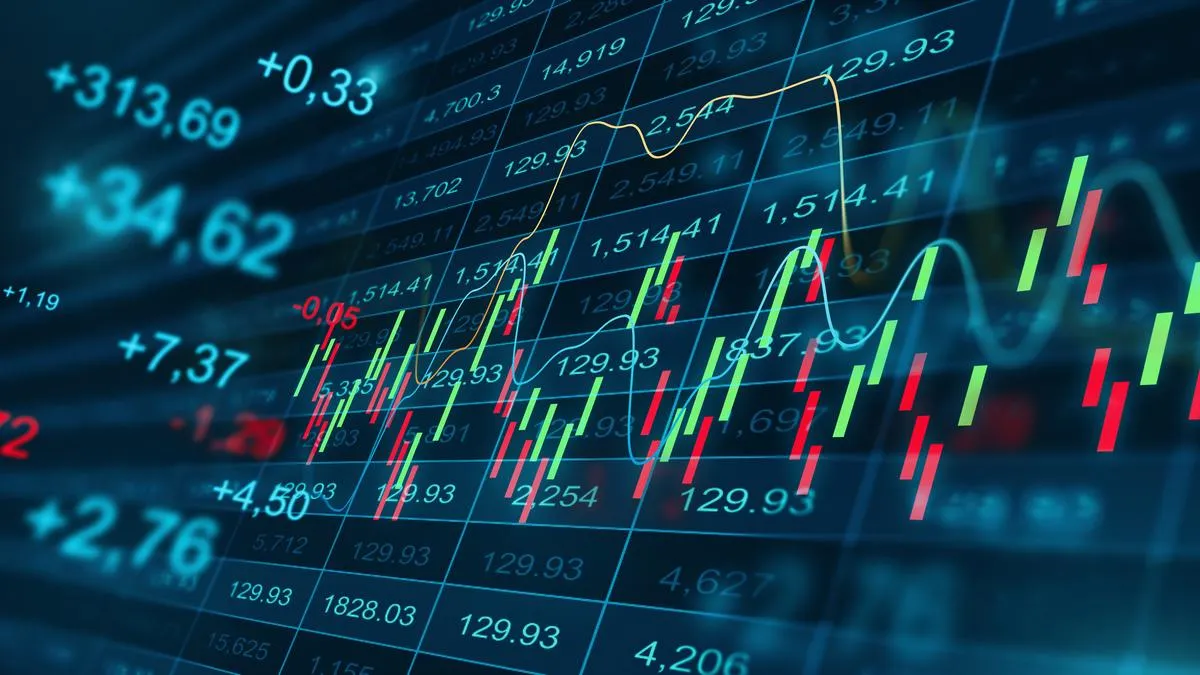 Ilustrasi grafik bursa saham anjlok akibat ketegangan geopolitik