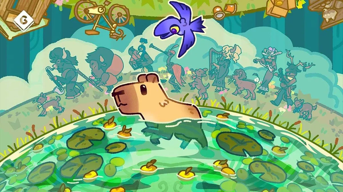 Karakter kapibara dalam game petualangan santai Capy Castaway