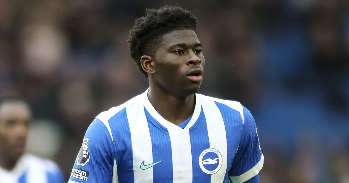 Gelandang Brighton Carlos Baleba dalam laga Liga Inggris