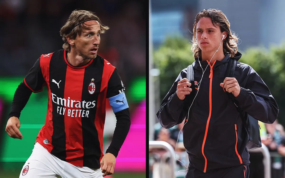 Christian Comotto dan Luka Modric berseragam AC Milan