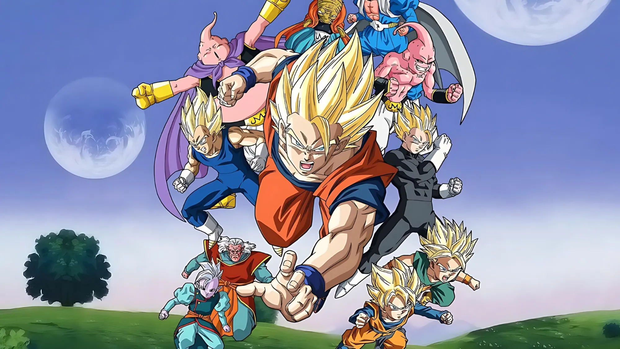 Ilustrasi karakter Gohan dan Vegeta dalam serial anime populer Dragon Ball Z