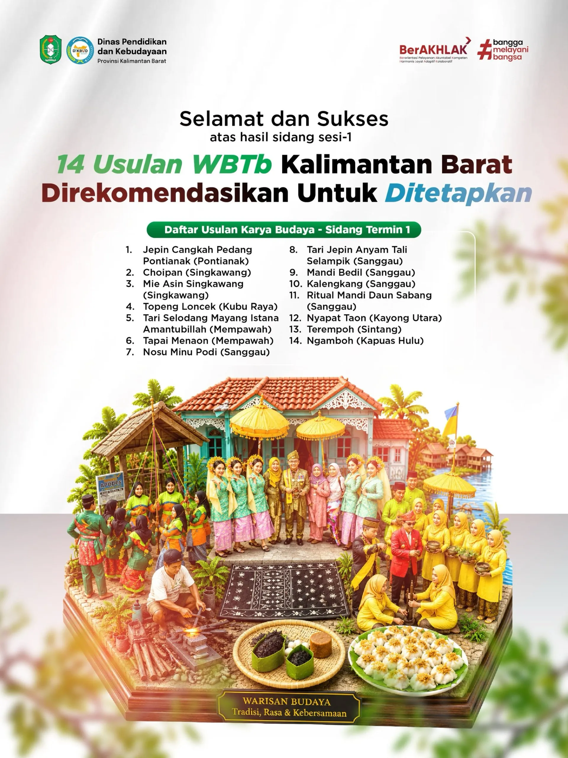 Ilustrasi warisan budaya Kalimantan Barat yang direkomendasikan jadi WBTb Indonesia