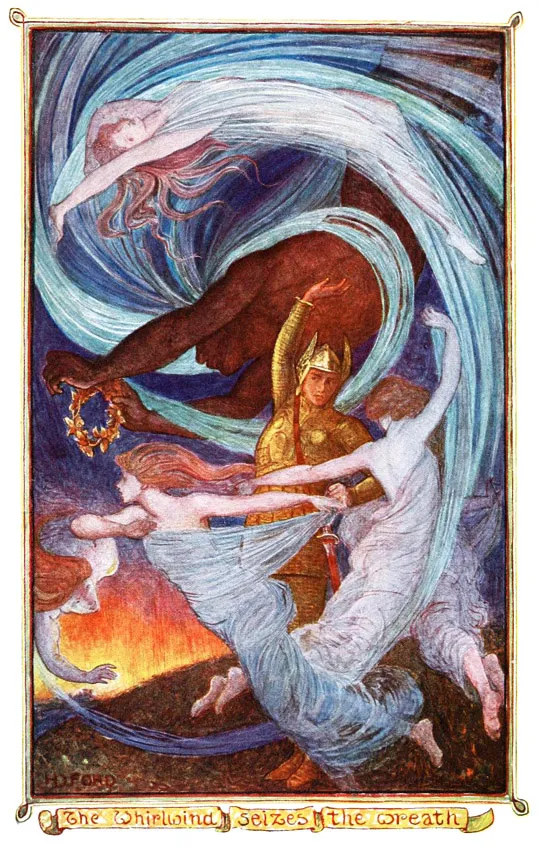 Ilustrasi genre fantasy dengan elemen magis dan dunia imajinasi