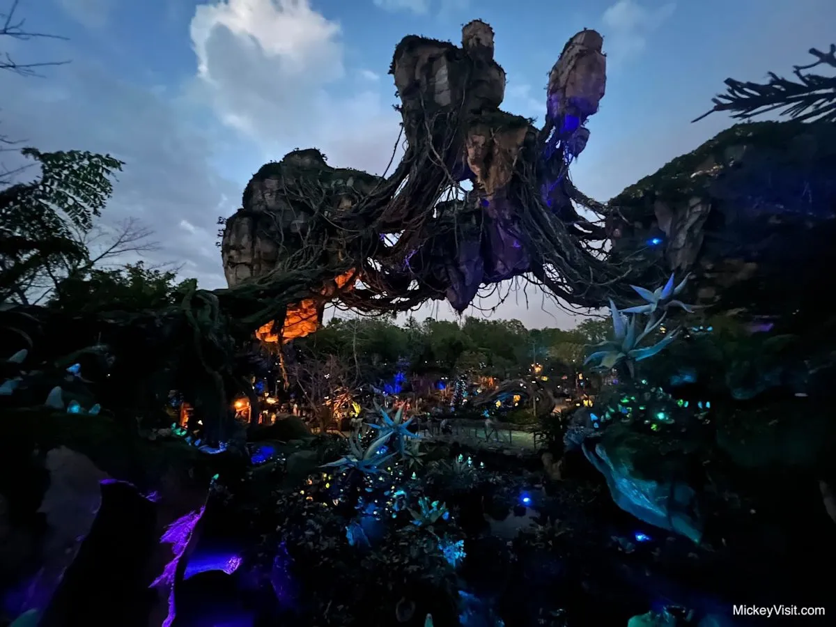 Suasana malam hari di area taman bermain Walt Disney World