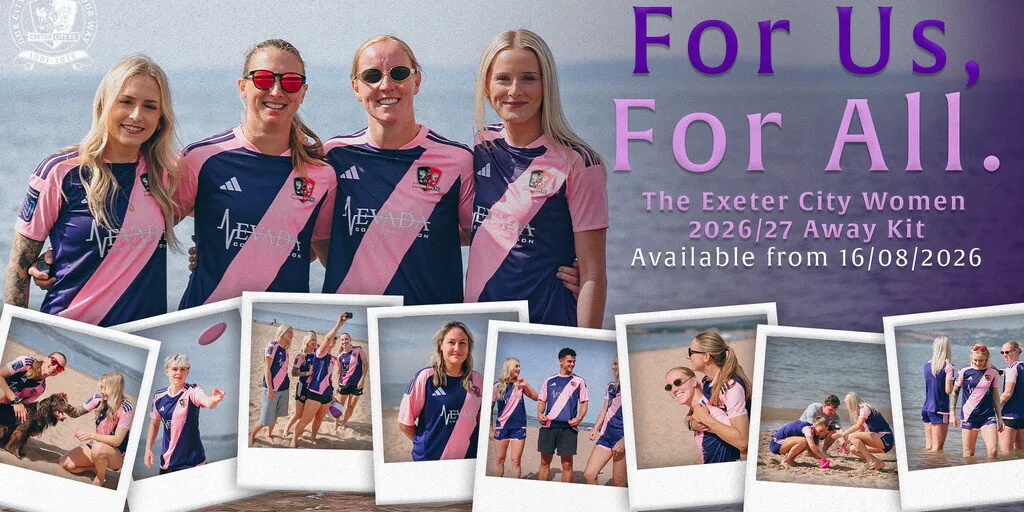 Exeter City Luncurkan Jersey Tandang Baru, Tampil Unik Berwarna Ungu dan Pink