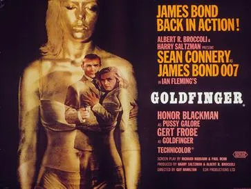 Poster dan adegan klasik film mata-mata Goldfinger dibintangi Sean Connery