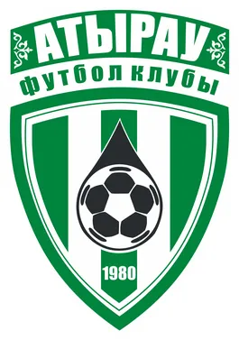 Lambang resmi klub FC Atyrau dengan warna hijau dan putih serta ikon tetesan minyak