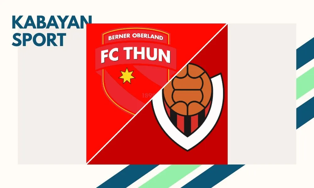 Pemain FC Thun merayakan kemenangan 3-0 atas Vikingur Reykjavik di Stockhorn Arena