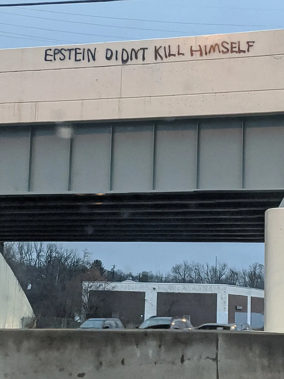 Ilustrasi frasa Epstein didn't kill himself sebagai fenomena meme internet global