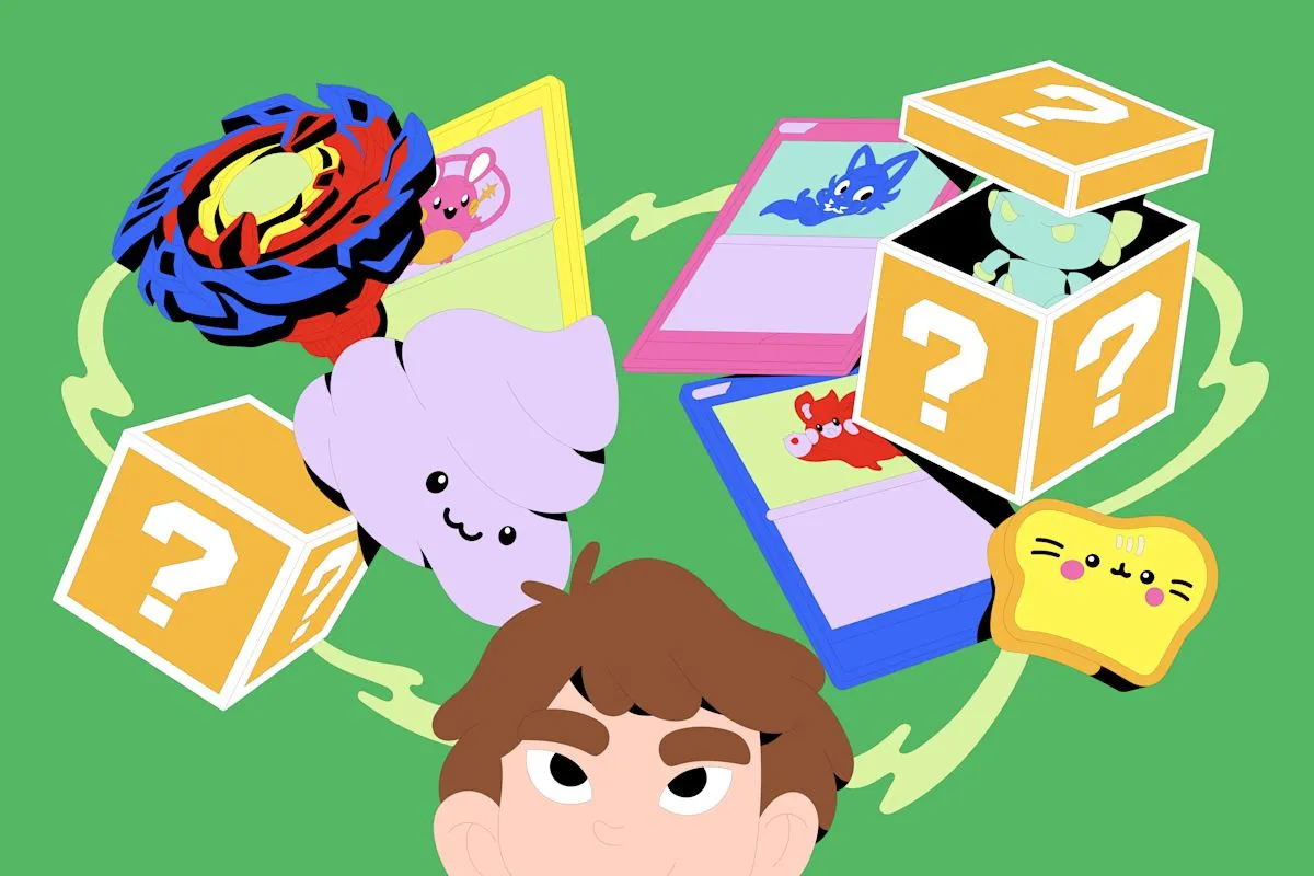 Anak-anak bermain mainan squishy dan kartu koleksi di sekolah
