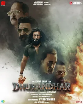 Poster promosi film Dhurandhar yang dibintangi Ranveer Singh