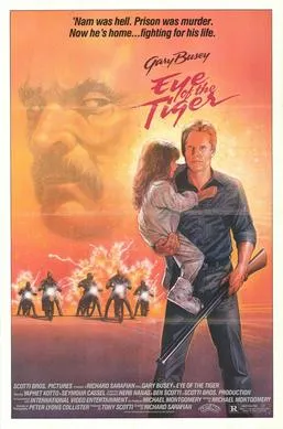 Poster promosi film aksi Eye of the Tiger tahun 1986