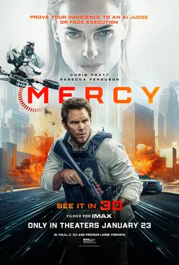 Poster dan cuplikan film fiksi ilmiah Mercy dibintangi Chris Pratt dan Rebecca Ferguson