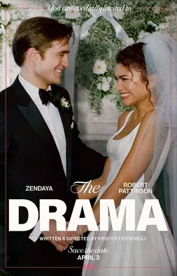 Poster atau ilustrasi film The Drama yang dibintangi Zendaya dan Robert Pattinson