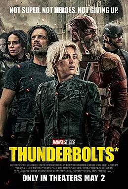 Poster film Thunderbolts produksi Marvel Studios yang menampilkan jajaran karakter antihero