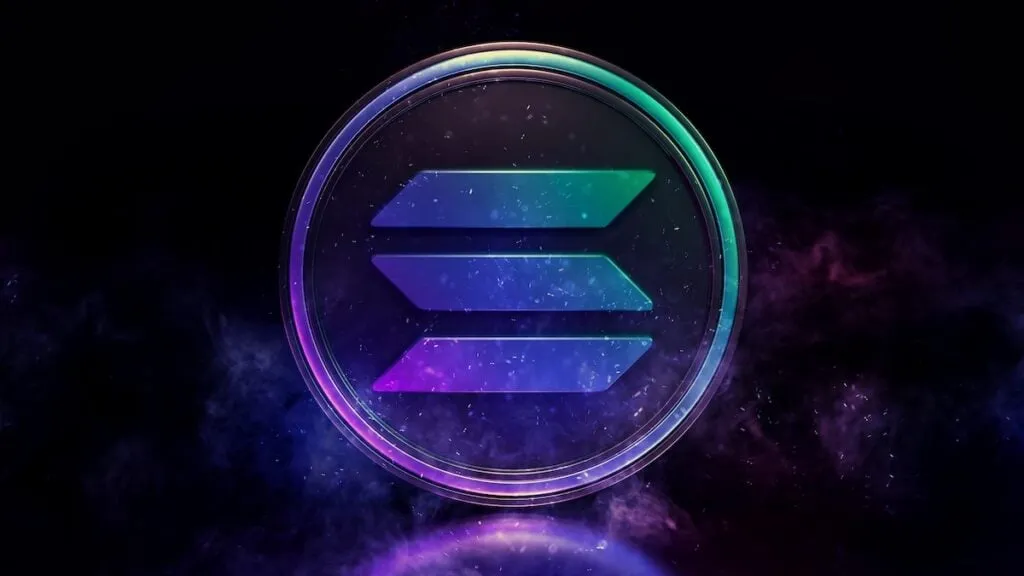 Ilustrasi grafik kripto Solana dan logo Forward Industries