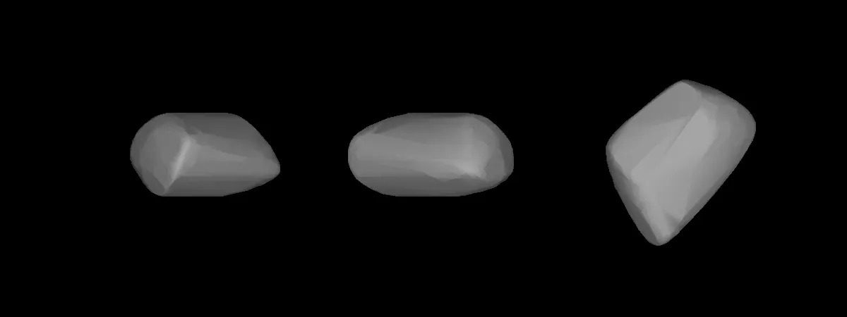 Ilustrasi atau representasi visual dari asteroid 1980 Tezcatlipoca di antariksa