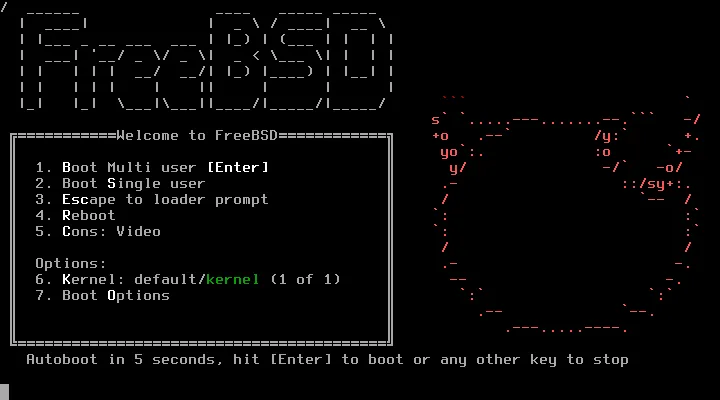 Logo resmi FreeBSD dengan latar belakang yang merepresentasikan sistem operasi open-source