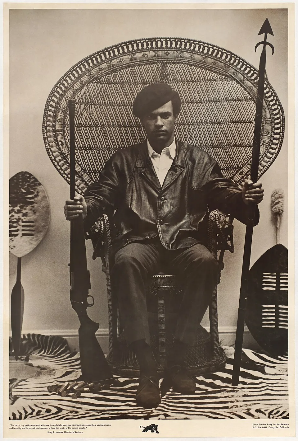 Foto potret Huey P. Newton, aktivis politik dan pendiri Black Panther Party