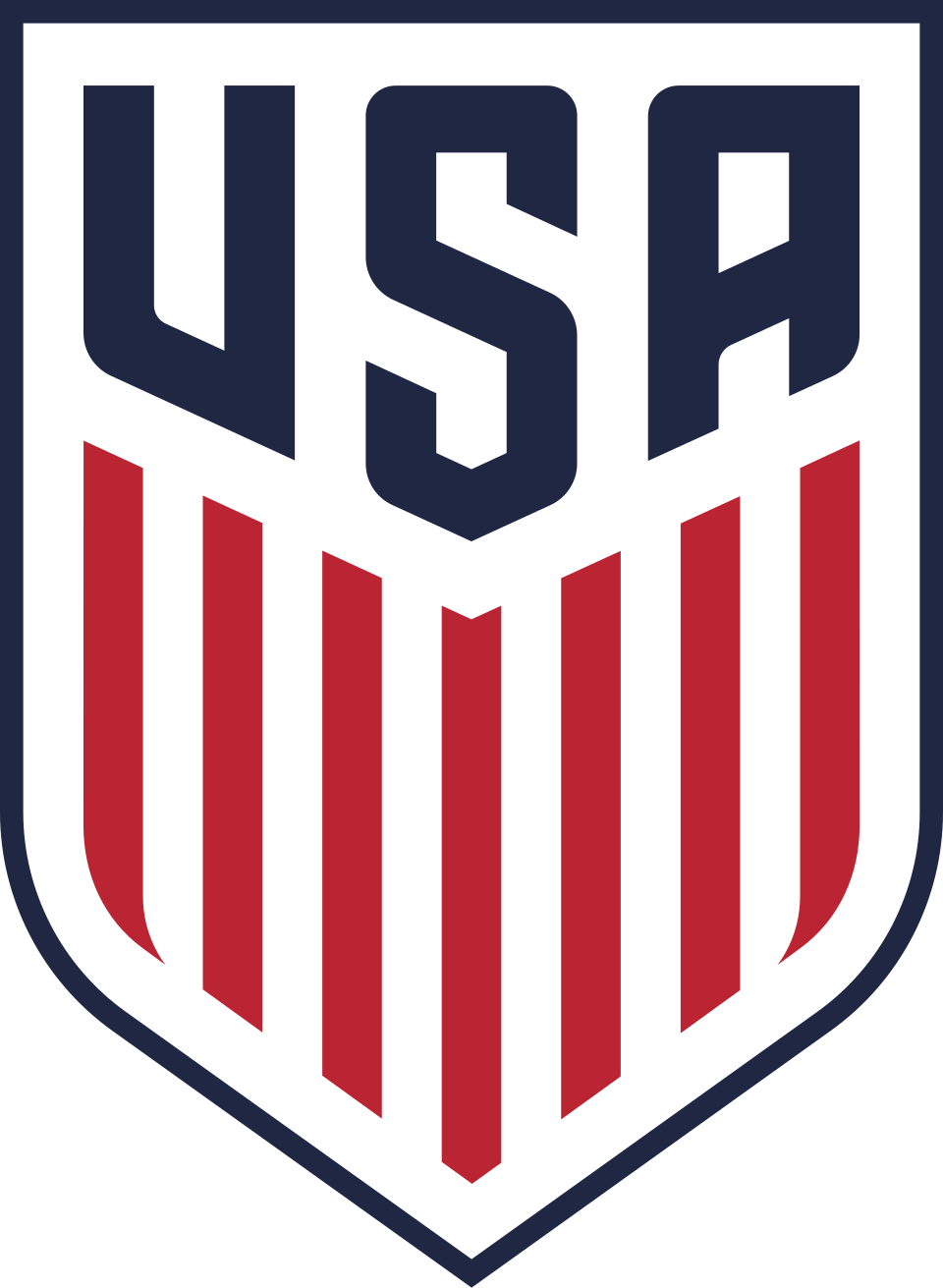 Logo resmi United States Soccer Federation dengan latar belakang fasilitas pelatihan nasional
