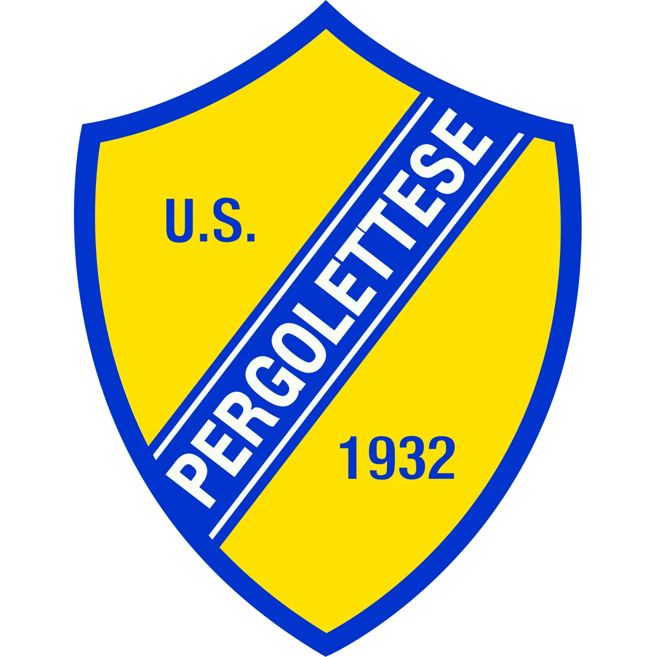 Logo resmi US Pergolettese 1932 dengan latar belakang Stadio Giuseppe Voltini