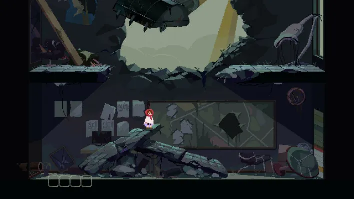 Tangkapan layar game La Cucaracha menampilkan karakter gadis kecoa di dunia distopia