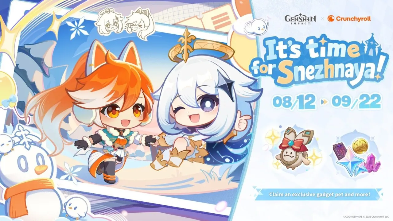 Tampilan karakter Genshin Impact 7.0 dalam pembaruan Snezhnaya bersama Crunchyroll