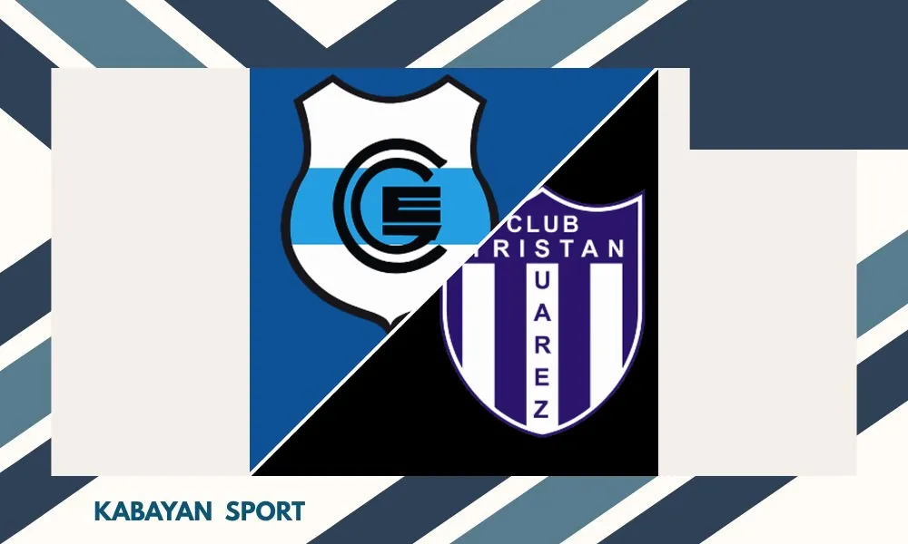 Pemain Gimnasia J dan Tristan Suarez berebut bola di Liga Nacional B Argentina